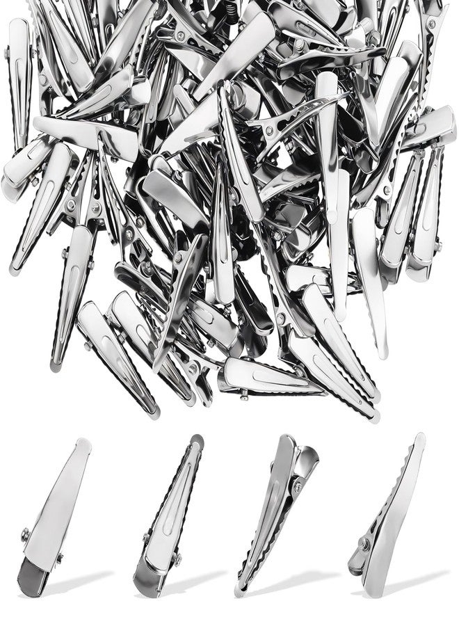 salbsever 80 Pcs Alligator Hair Clips, Silver Metal Alligator Hair Pins Silver Hairs Clips Small Crocodile Clip Flat Hairs Bow Clip for Crafts Accessory DIY Supplies - Image 1